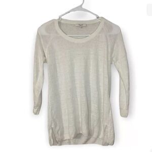 Women's Madewell 100% Linen Light weight Long Sleeve White Top Size XS